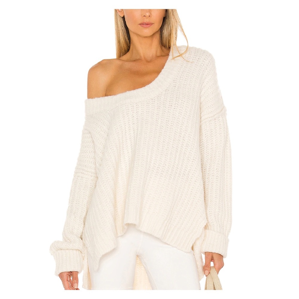 FREE PEOPLE Blue Bell V Neck Sweater Size SM Ivory